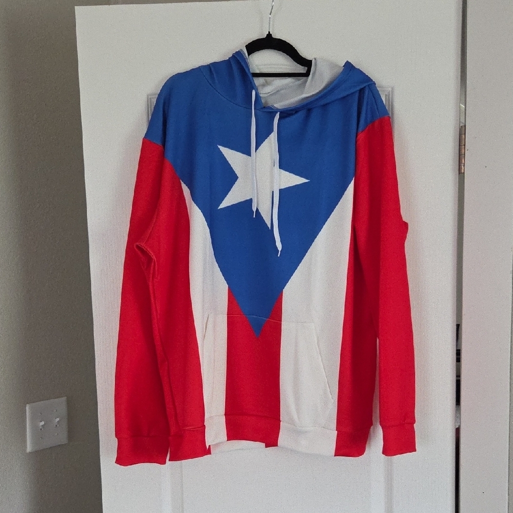 Red, White, and Blue Men's Hoodie Size XL
